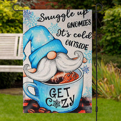 Lofaris Get Cazy Cup Gnome Snowflake Christmas Garden Flag