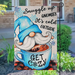 Lofaris Get Cazy Cup Gnome Snowflake Christmas Garden Flag