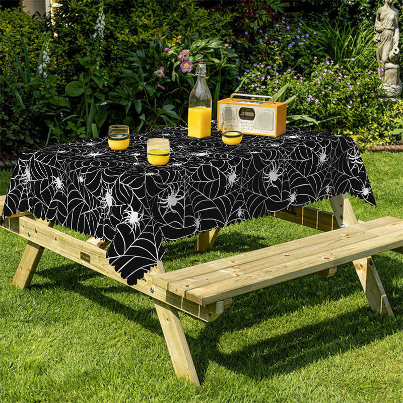 Lofaris Ghastly Black Spider Web Prints Halloween Tablecloth
