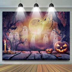 Lofaris Ghost Candle Pumpkin Happy Halloween Night Backdrop