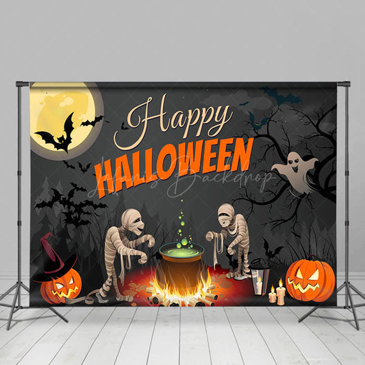 Lofaris Ghost Skull Pumpkin Forest Happy Halloween Party Backdrop