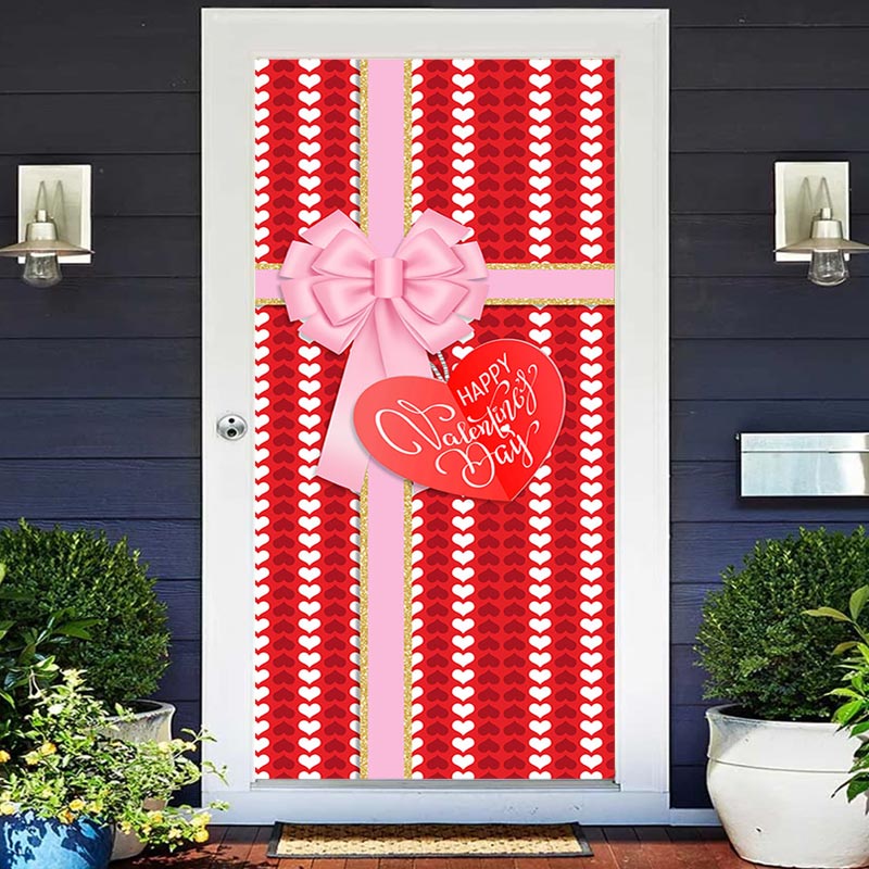 Lofaris Gift Box Bow Tie Hearts Valentines Day Door Cover