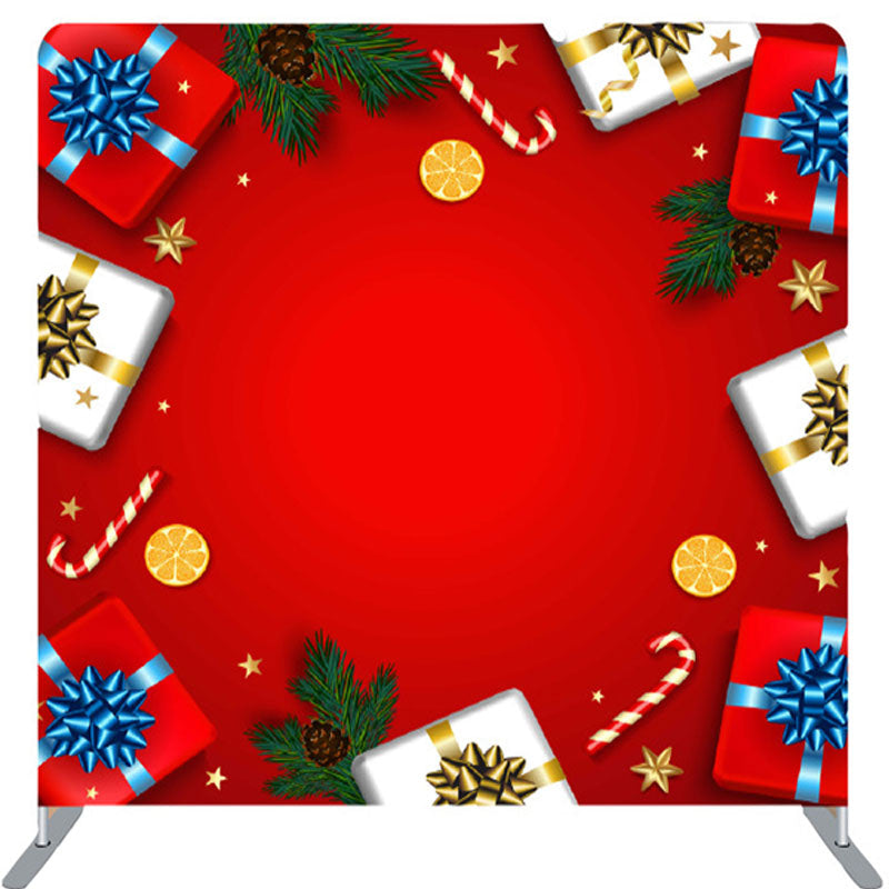 Lofaris Gifts And Candies Red Fabric Happy Christmas Backdrop