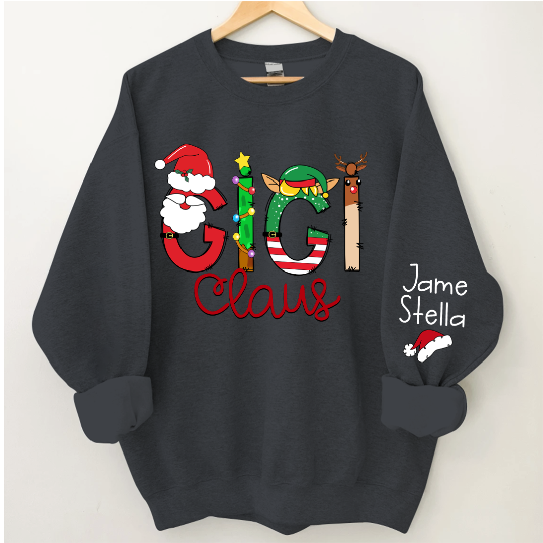 Lofaris Gigi Claus Elk Elf Material Custom Name Sweatshirt