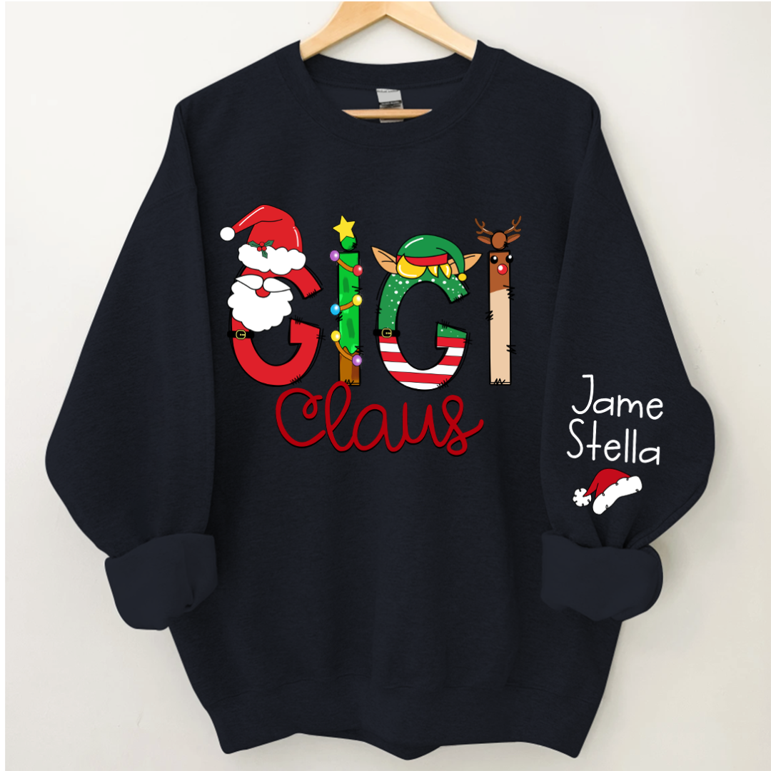 Lofaris Gigi Claus Elk Elf Material Custom Name Sweatshirt