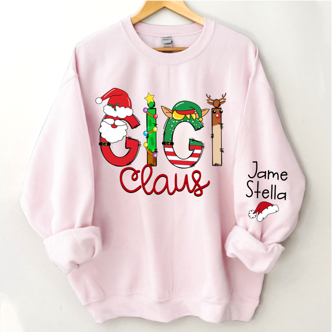 Lofaris Gigi Claus Elk Elf Material Custom Name Sweatshirt