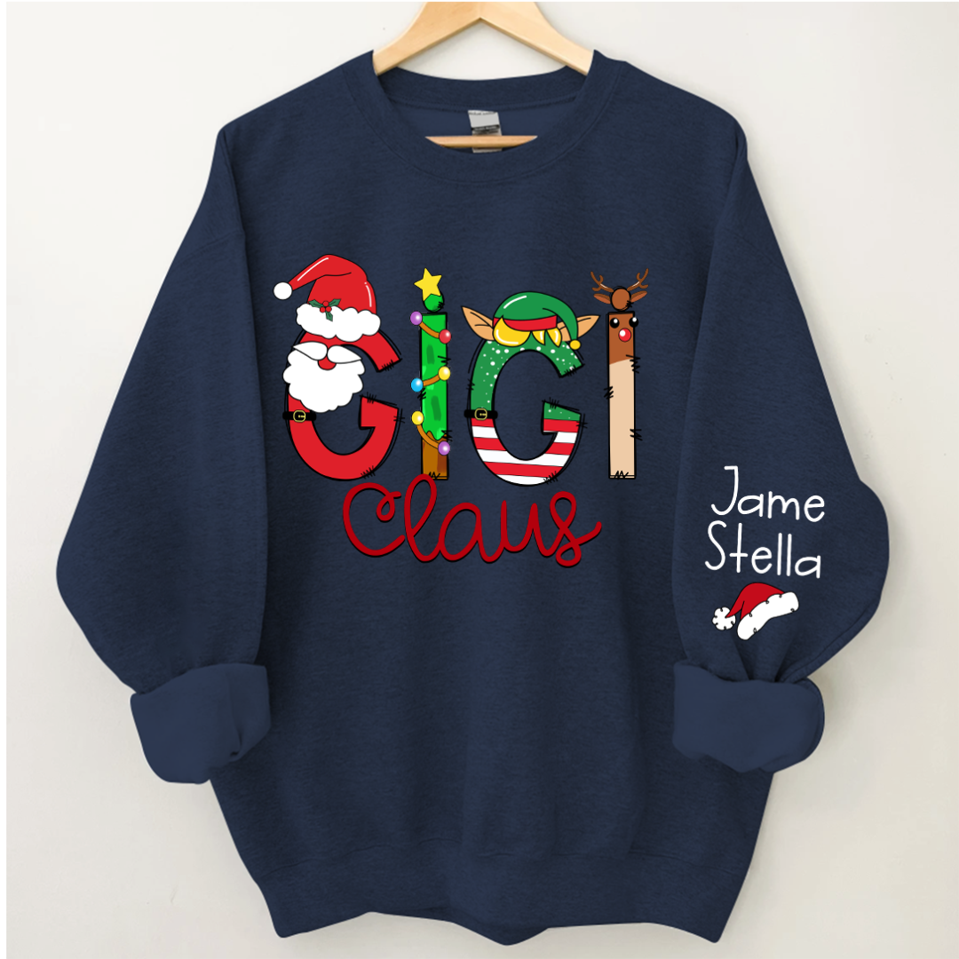 Lofaris Gigi Claus Elk Elf Material Custom Name Sweatshirt