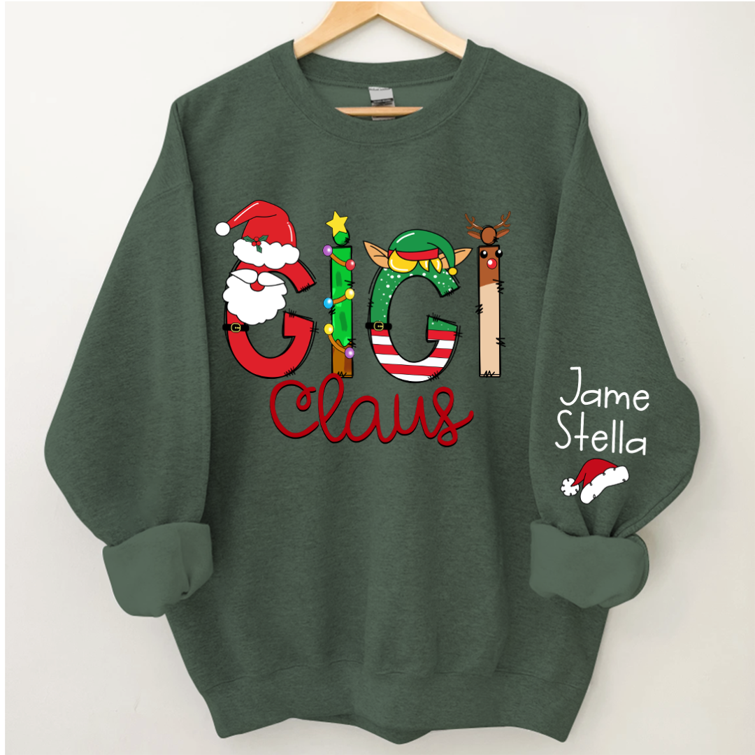 Lofaris Gigi Claus Elk Elf Material Custom Name Sweatshirt