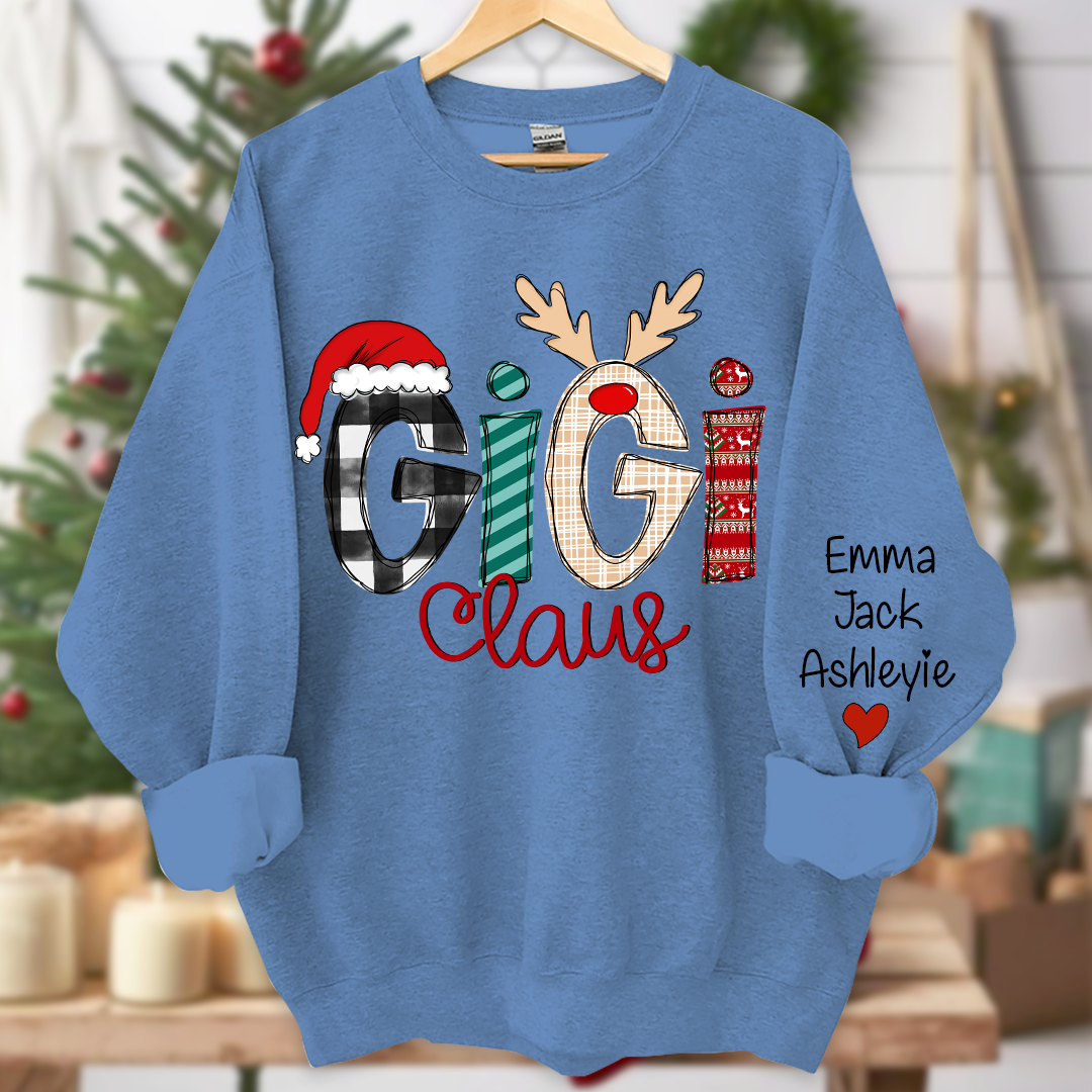 Lofaris Gigi Claus Grandma Christmas Custom Name Sweatshirt