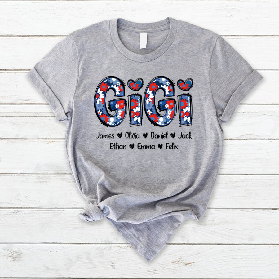 Lofaris Gigi Flower Pattern Kids 4th Of July Custom T - Shirt
