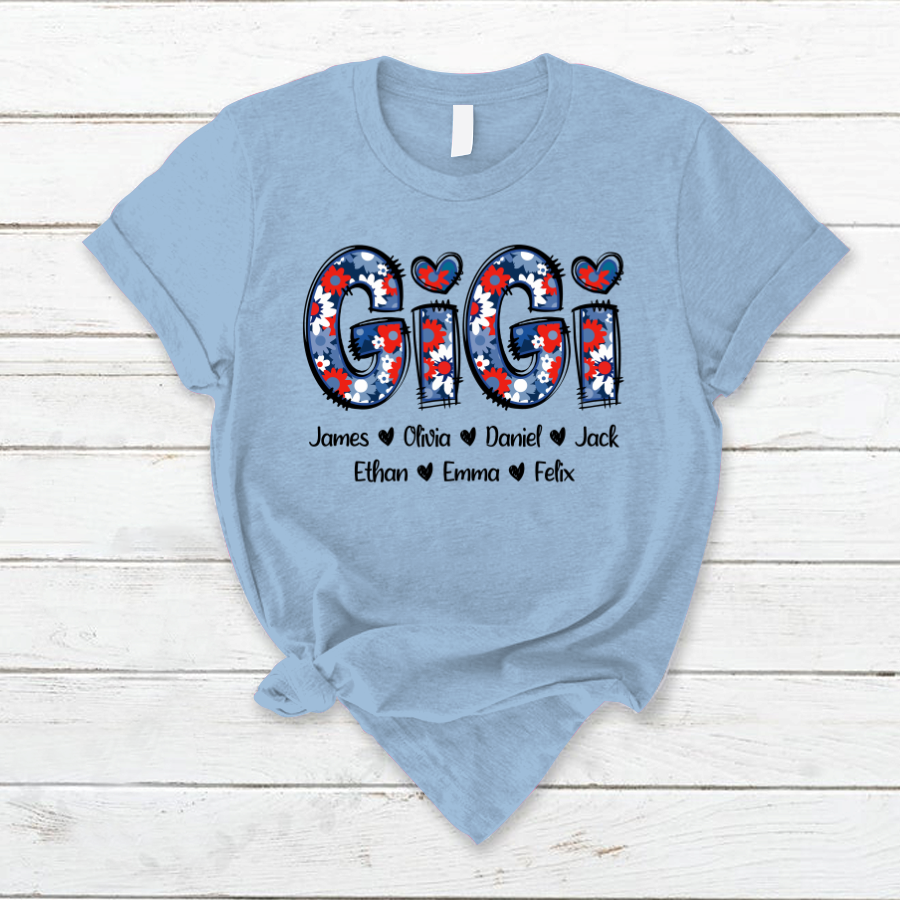 Lofaris Gigi Flower Pattern Kids 4th Of July Custom T - Shirt