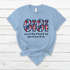 Lofaris Gigi Flower Pattern Kids 4th Of July Custom T - Shirt