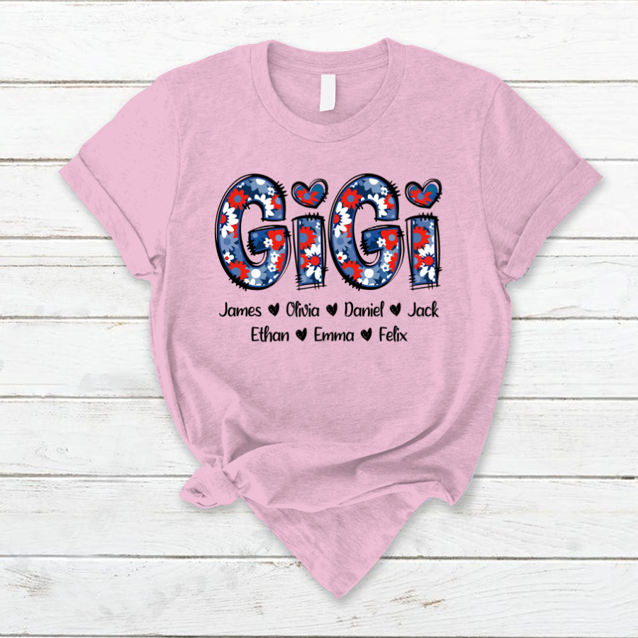 Lofaris Gigi Flower Pattern Kids 4th Of July Custom T - Shirt