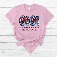 Lofaris Gigi Flower Pattern Kids 4th Of July Custom T - Shirt