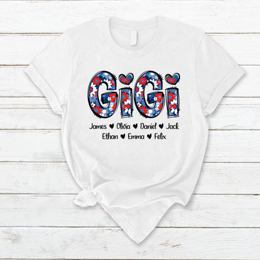 Lofaris Gigi Flower Pattern Kids 4th Of July Custom T - Shirt
