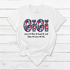 Lofaris Gigi Flower Pattern Kids 4th Of July Custom T - Shirt