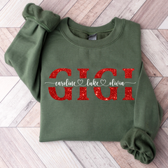 Lofaris Gigi Glitter Christmas Personalized Name Sweatshirt