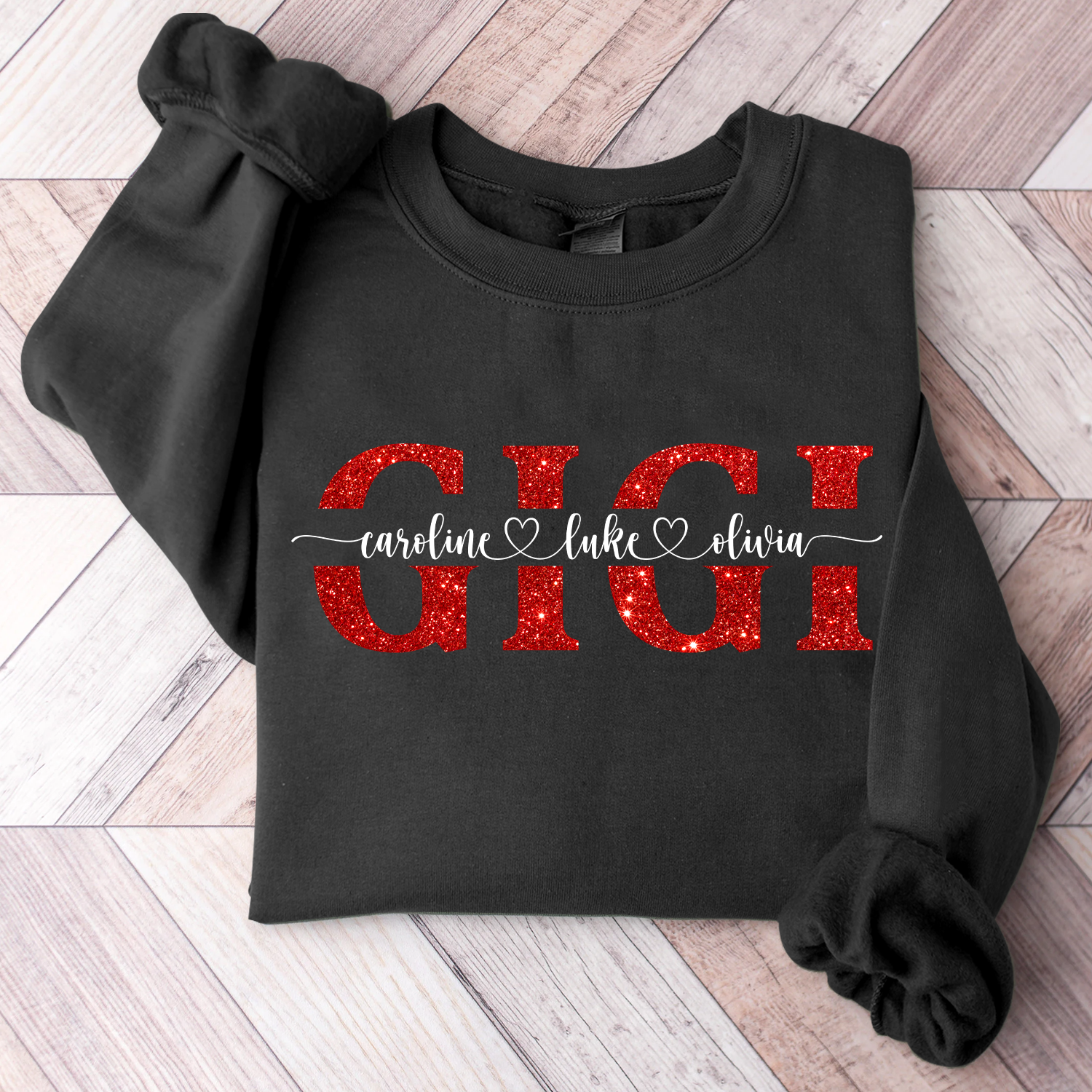 Lofaris Gigi Glitter Christmas Personalized Name Sweatshirt