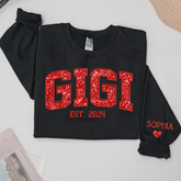 Lofaris Gigi Glitter Red Embroidered Custom Name Sweatshirt