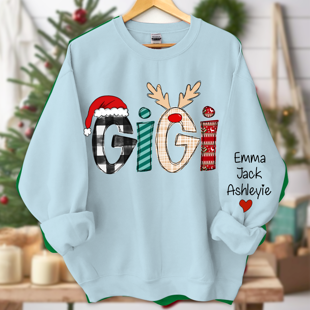 Lofaris Gigi Grandkids Custom Names Chrismast Sweatshirt