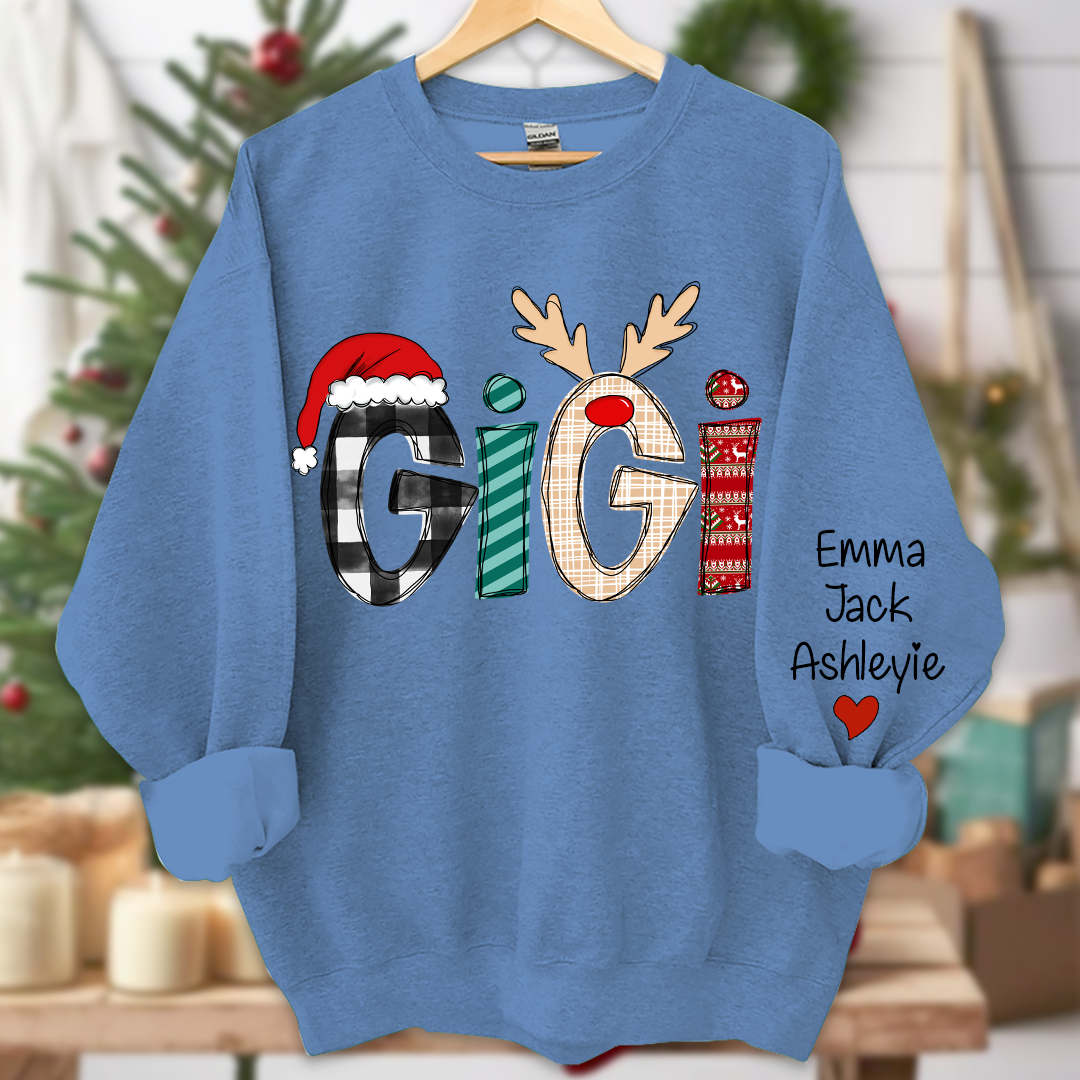 Lofaris Gigi Grandkids Custom Names Chrismast Sweatshirt