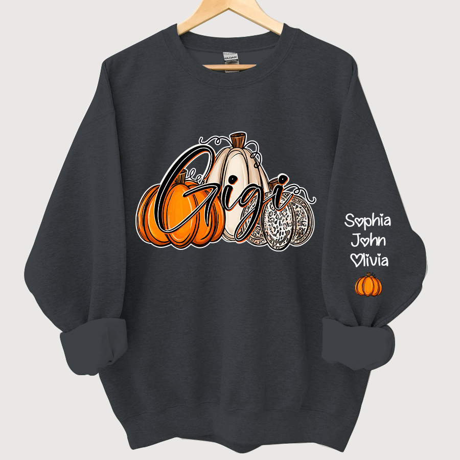 Lofaris Gigi Lovely Pumpkins Autumn Custom Name Sweatshirt