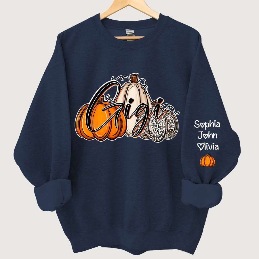 Lofaris Gigi Lovely Pumpkins Autumn Custom Name Sweatshirt