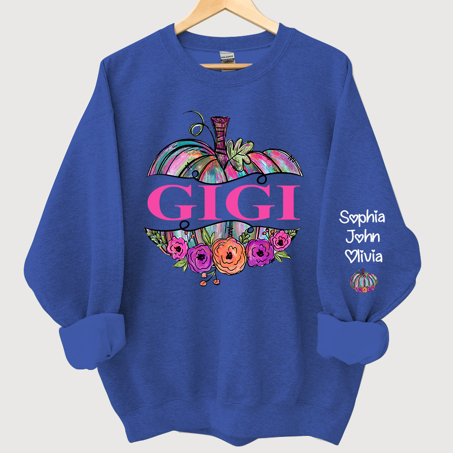 Lofaris Gigi Painted Pumpkin Floral Fall Custom Sweatshirt