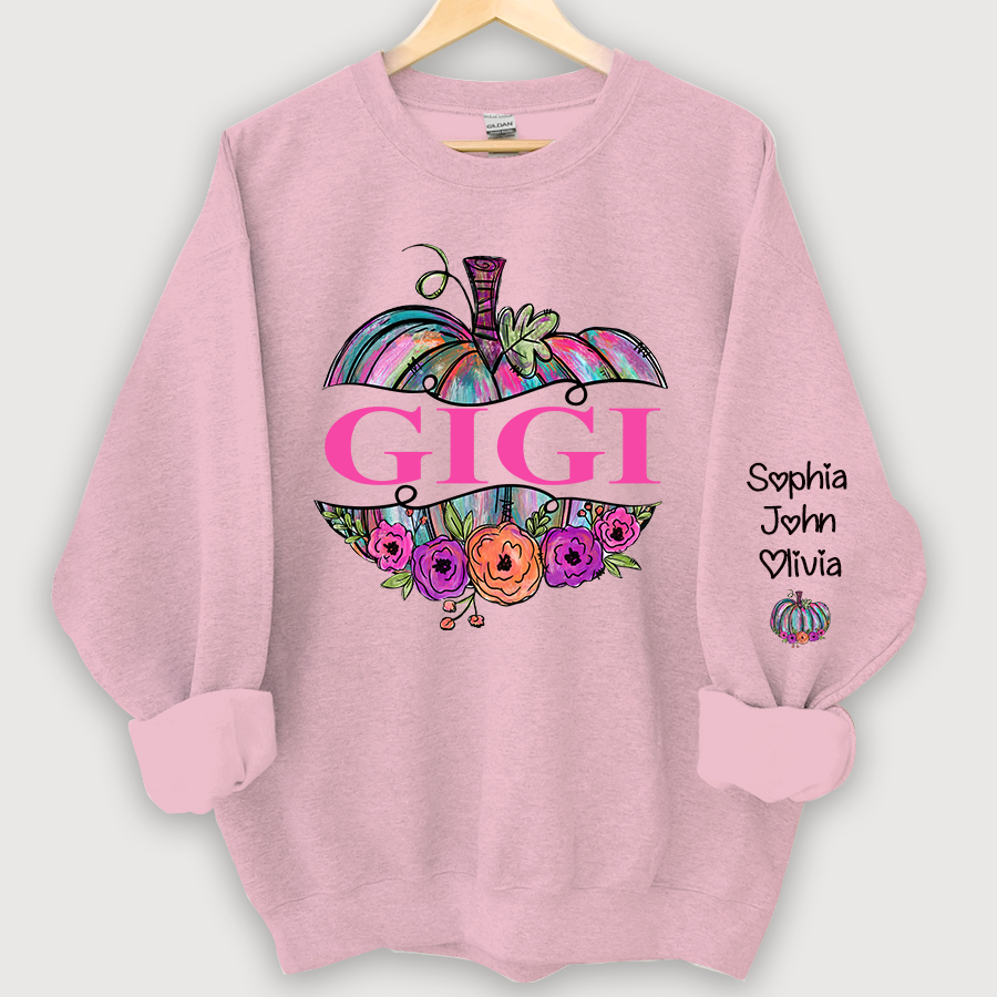 Lofaris Gigi Painted Pumpkin Floral Fall Custom Sweatshirt