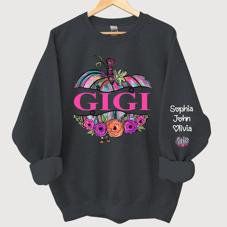 Lofaris Gigi Painted Pumpkin Floral Fall Custom Sweatshirt