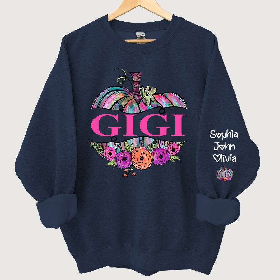 Lofaris Gigi Painted Pumpkin Floral Fall Custom Sweatshirt