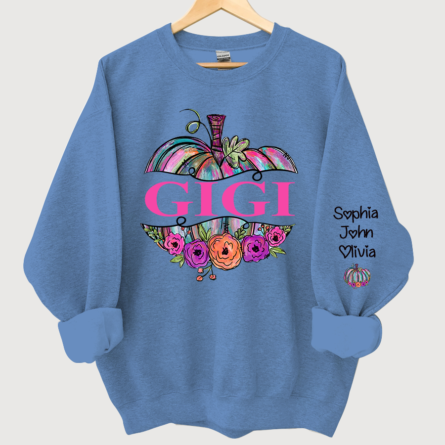 Lofaris Gigi Painted Pumpkin Floral Fall Custom Sweatshirt