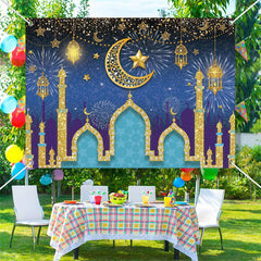 Lofaris Gilt Palace Moon Star Sparkle Eid Mubarak Backdrop
