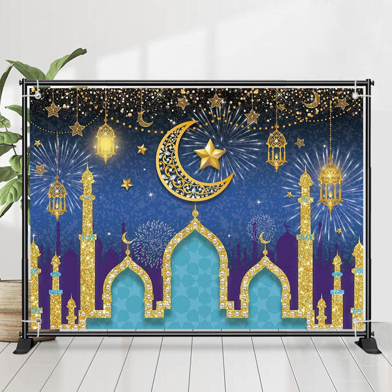 Lofaris Gilt Palace Moon Star Sparkle Eid Mubarak Backdrop