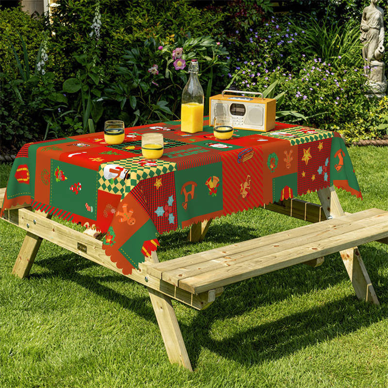 Lofaris Gingerbread Bell Santa Christmas Trees Tablecloth