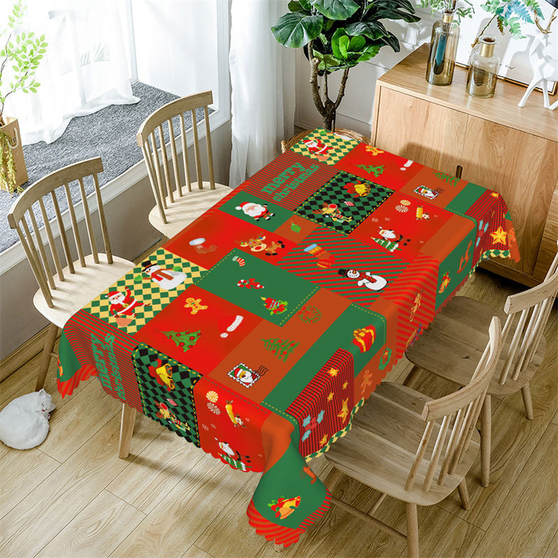 Lofaris Gingerbread Bell Santa Christmas Trees Tablecloth