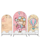 Lofaris Girl Aviator Hot Air Balloon Travel Arch Backdrop Kit