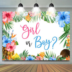 Lofaris Girl Or Boy Hawaii Monstera Gender Reveal Backdrop