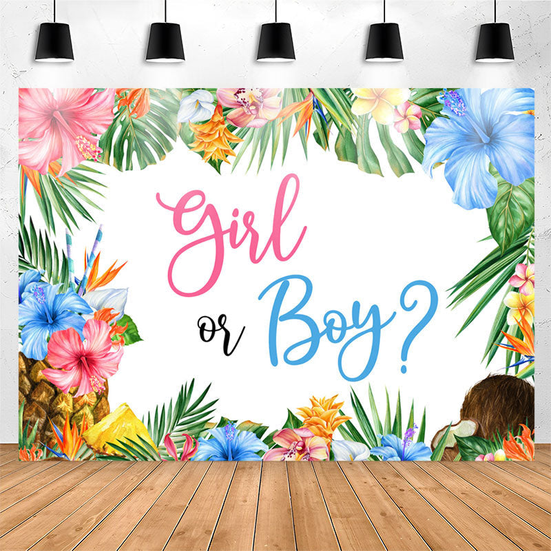 Lofaris Girl Or Boy Hawaii Monstera Gender Reveal Backdrop