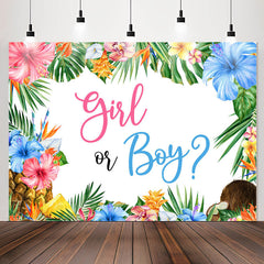 Lofaris Girl Or Boy Hawaii Monstera Gender Reveal Backdrop