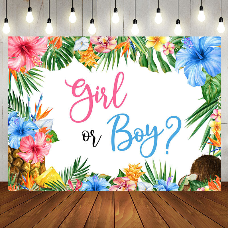Lofaris Girl Or Boy Hawaii Monstera Gender Reveal Backdrop