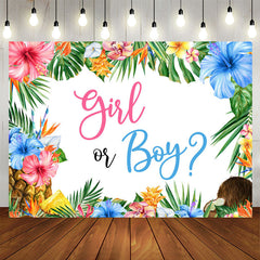 Lofaris Girl Or Boy Hawaii Monstera Gender Reveal Backdrop