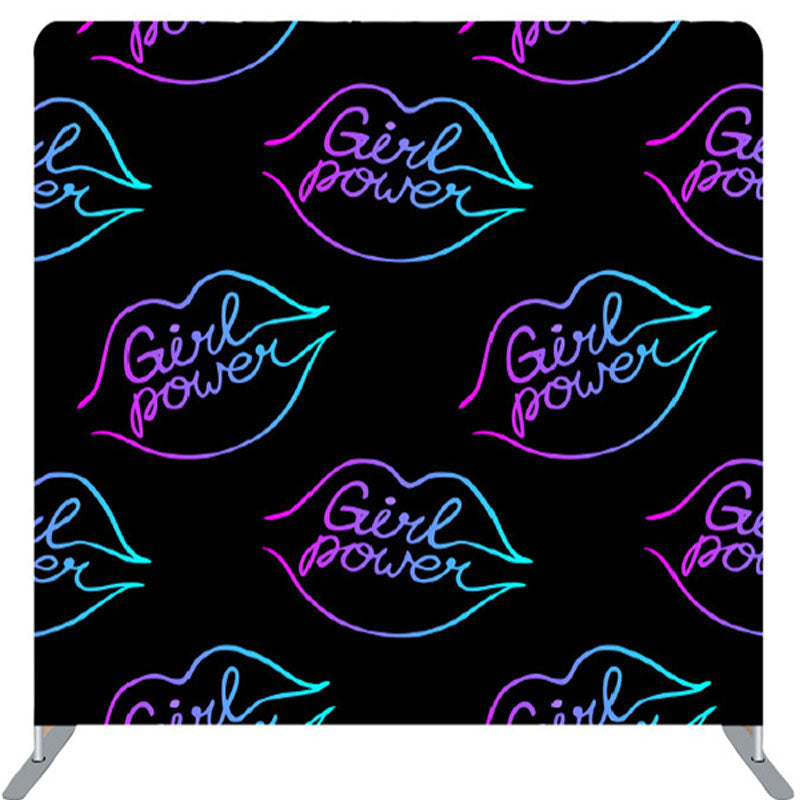 Lofaris Girl Power Neon Color Lips Black Party Backdrop Cover