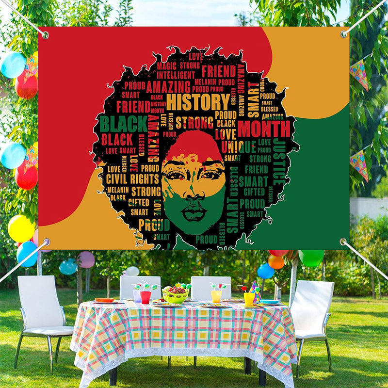 Lofaris Girl Silhouette Letters Black History Month Backdrop