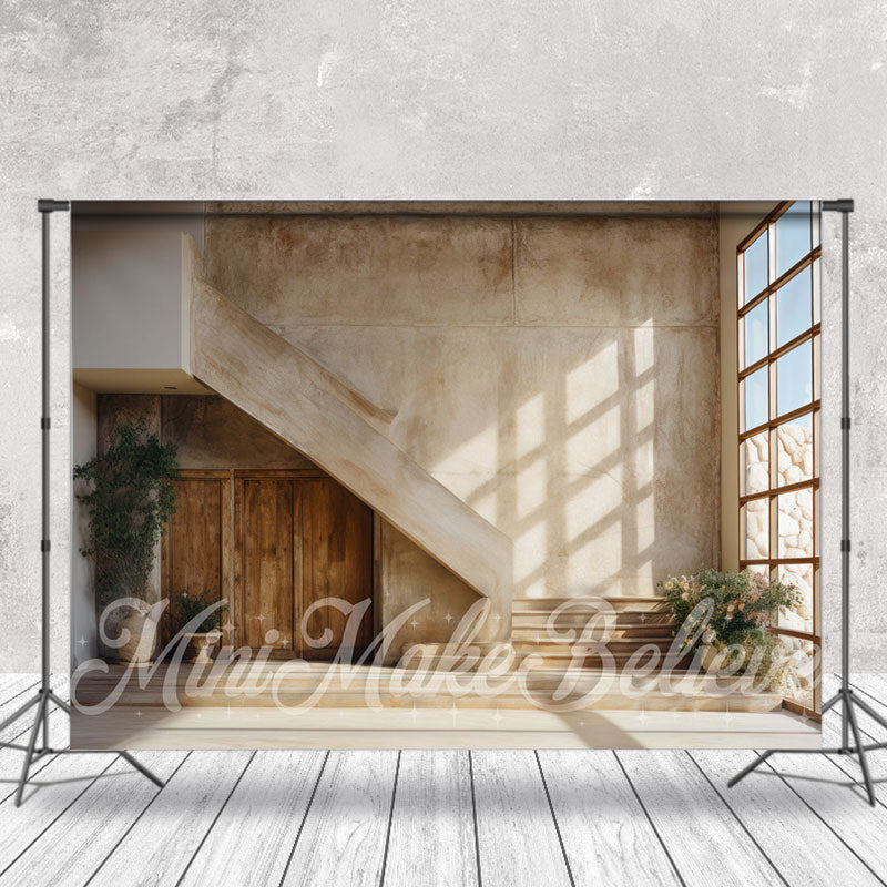 Lofaris Glass Window Green Plant Photo Retro Wall Backdrop