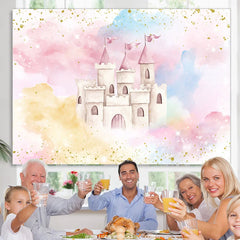 Lofaris Glitter And Colorful Castle Baby Shower Backdrop