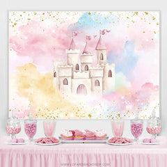 Lofaris Glitter And Colorful Castle Baby Shower Backdrop