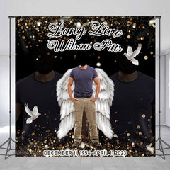 Lofaris Glitter Black Funeral Custom Memorial Photo Backdrop