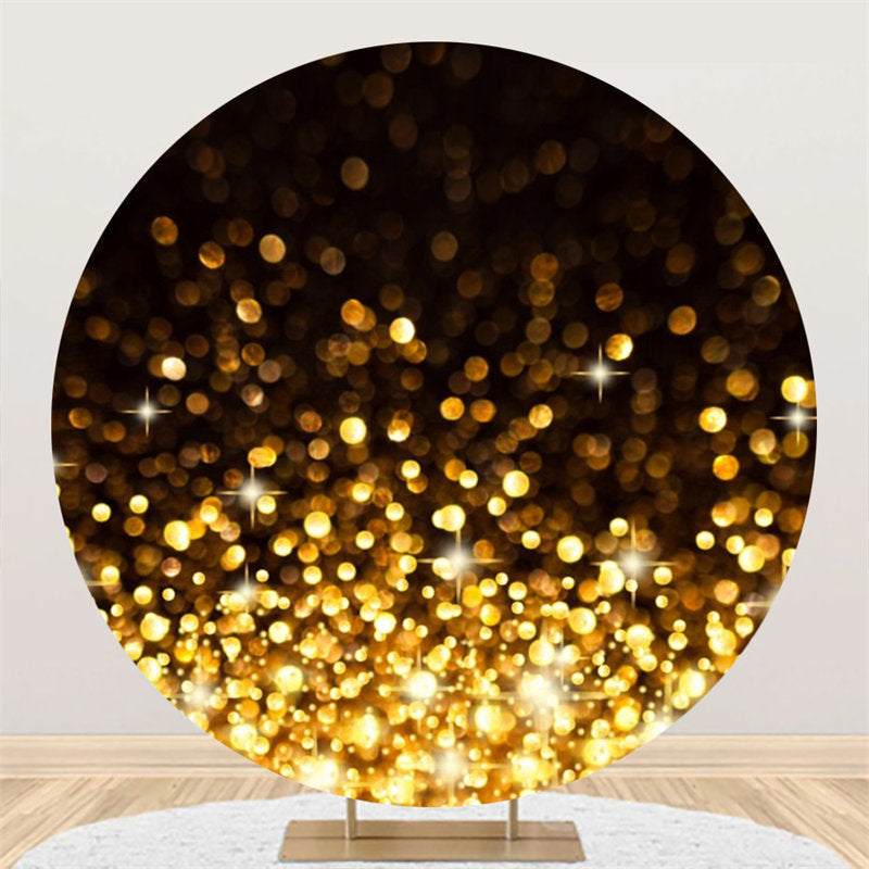 Lofaris Glitter Black Golden Bokeh Circle Birthday Backdrop