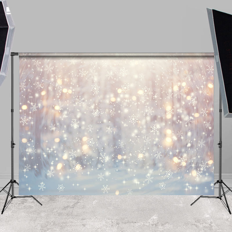 Lofaris Glitter Bokeh Snowflakes With Sunlight Winter Backdrop